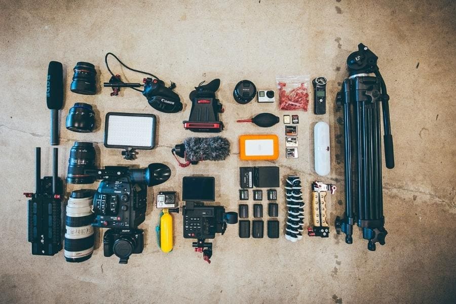 An image of camera gear and accessories
