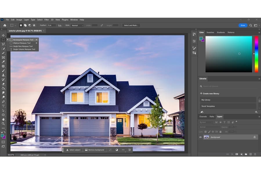 Divide image into sections using Marquee Tool in Lightroom