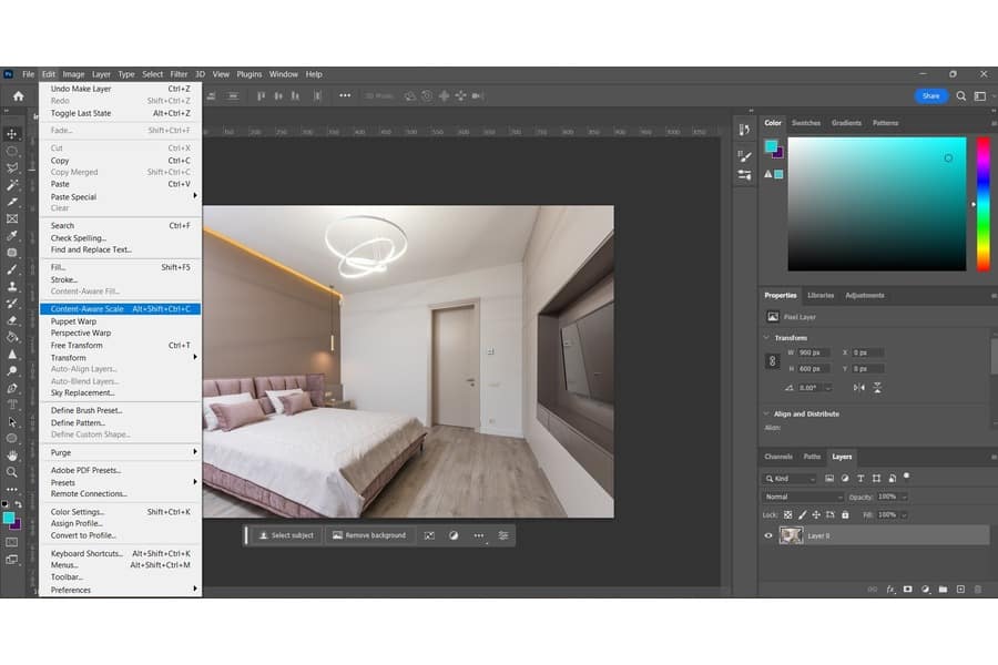 click Edit, then select Content-Aware Scale