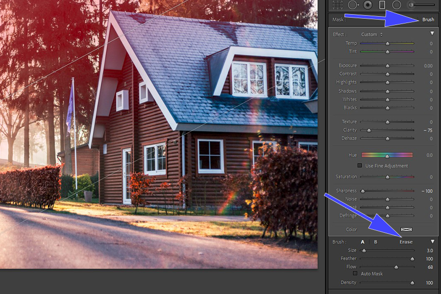 Erase option in Lightroom