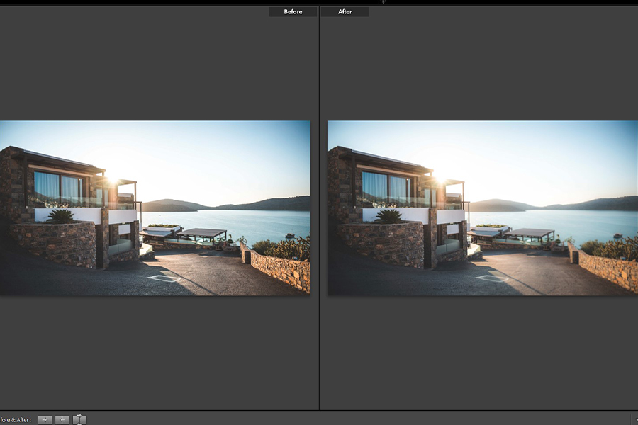 Before and after blurring the background using the Radial Filter in Lightroom