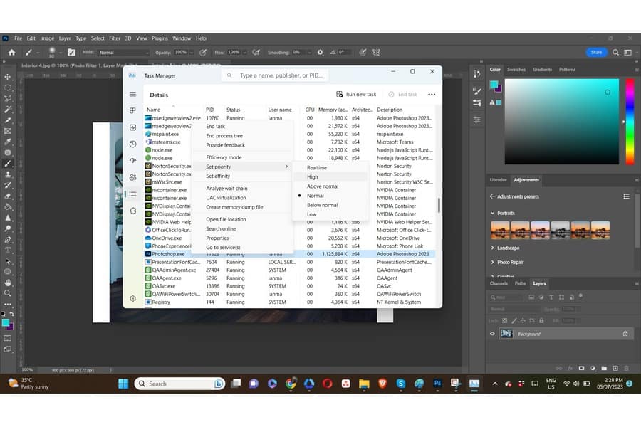 Setting priorities in a task manager application