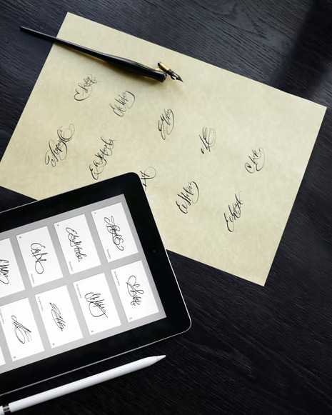 Paper filled with signature successfully transferred on Photoshop