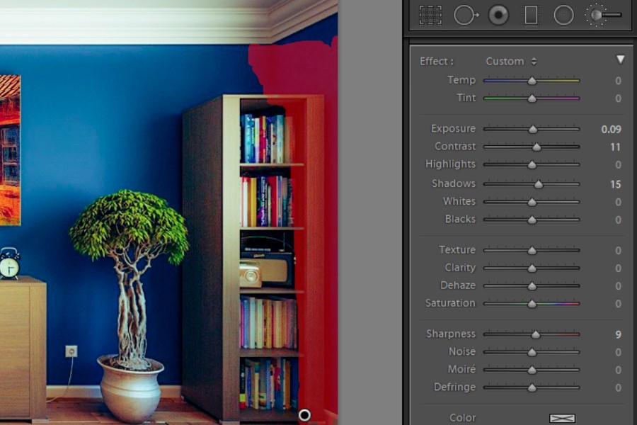 Using the Adjustment brush for specific shadowed areas