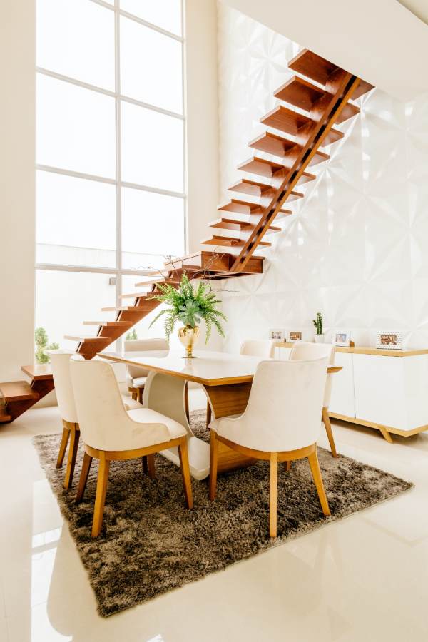 Portrait shot of a modern high ceiling interior