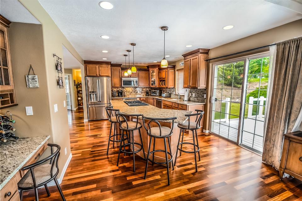 Kitchen with brown interior