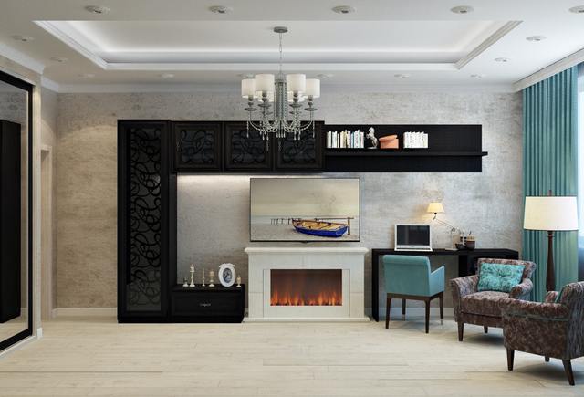 Living interior with fireplace