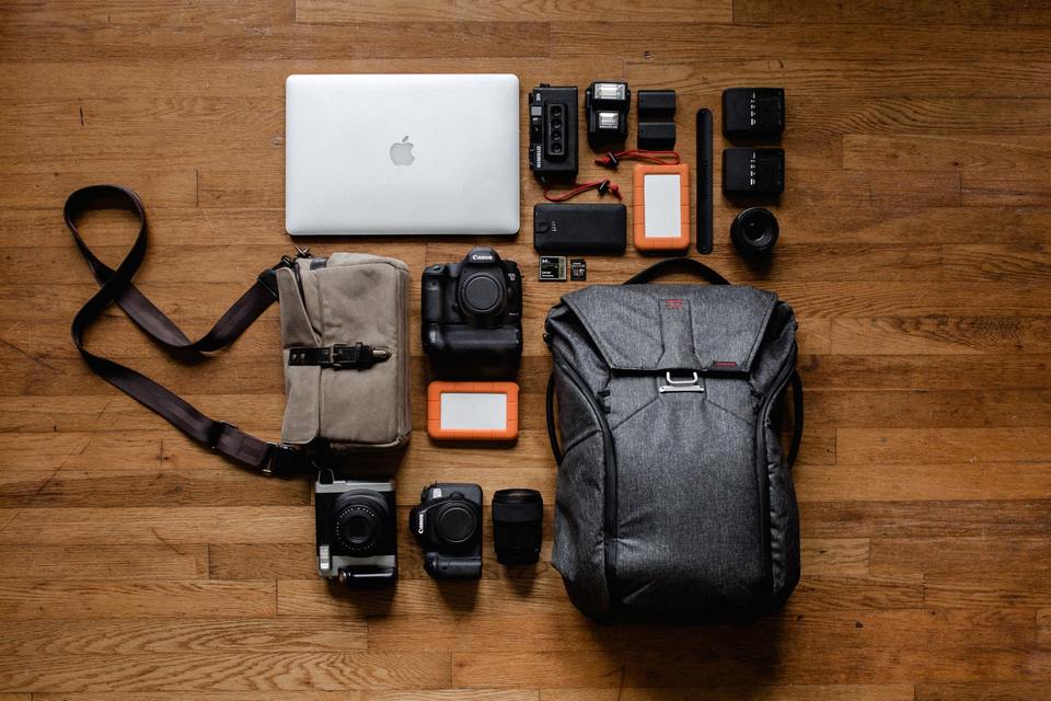 Top view of photography equipment