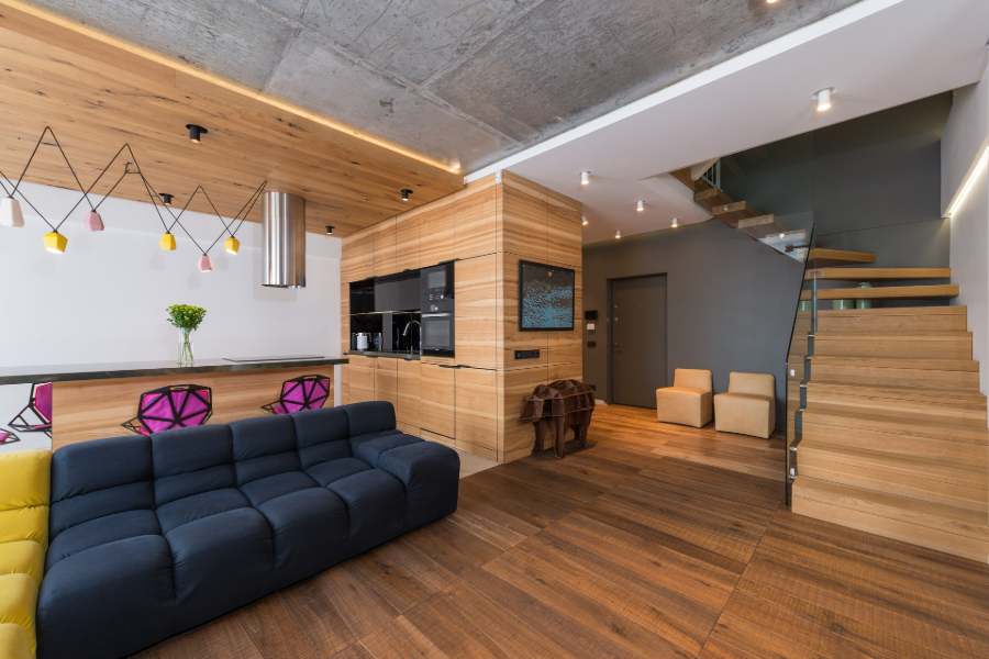 Wooden-themed living interior