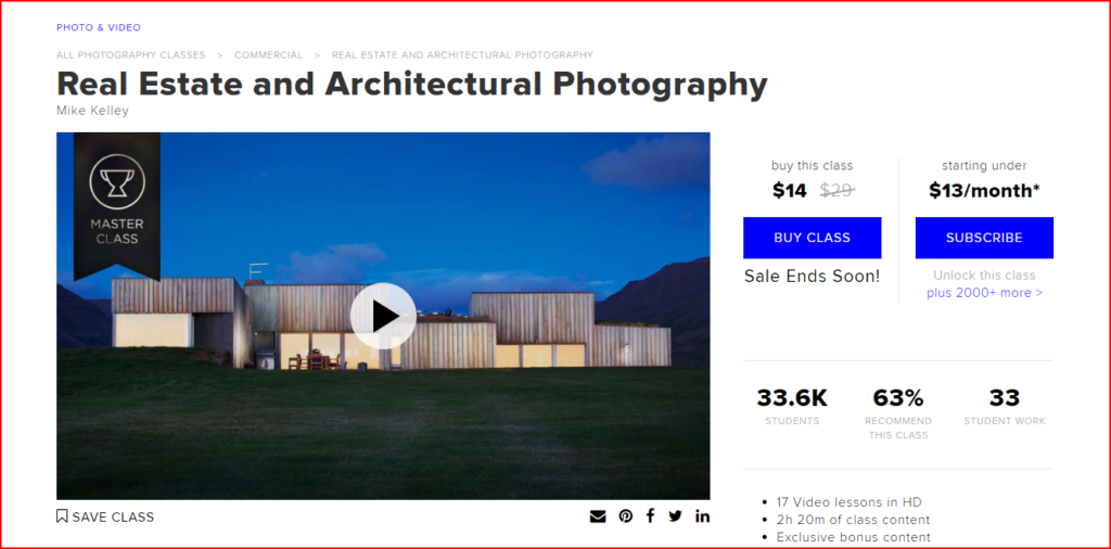 Real Estate and Architectural Photography homepage with a sample of house